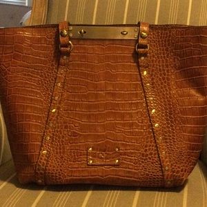 Patricia Nash large brown croc print purse